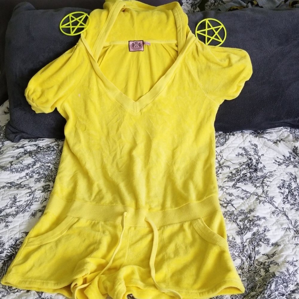 Yellow Romper and Hoop Earring Set
